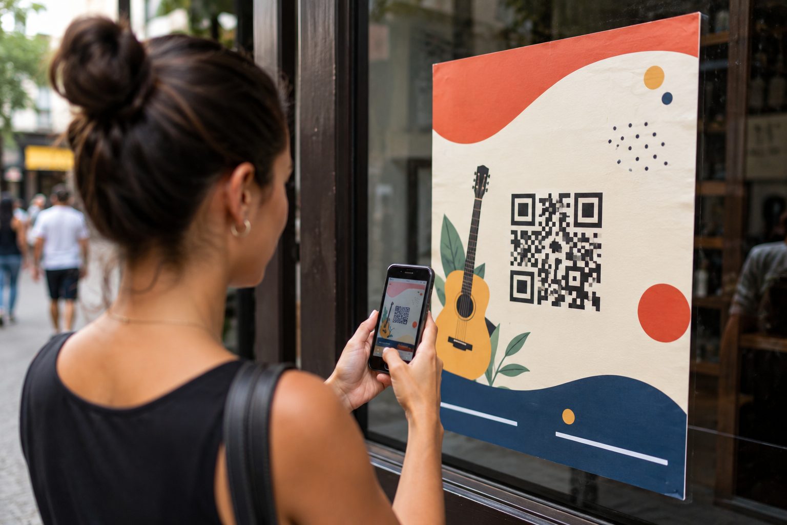 Código QR en cartel de evento
